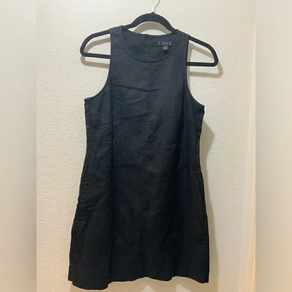 J. Crew Linen Dress button back black size XXS
